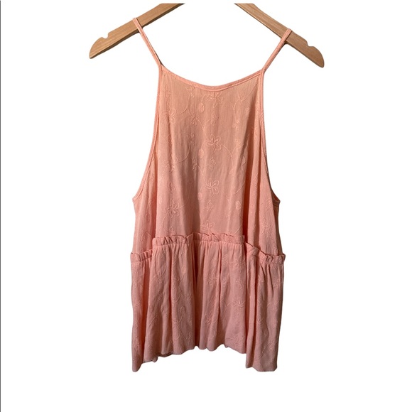Audrey 3+1 peach Crochet Medium peplum Tank Top - Picture 2 of 8